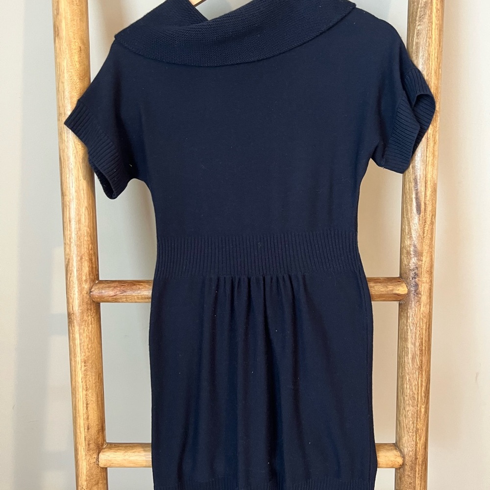 LOFT Navy Short-Sleeve Knit Dress